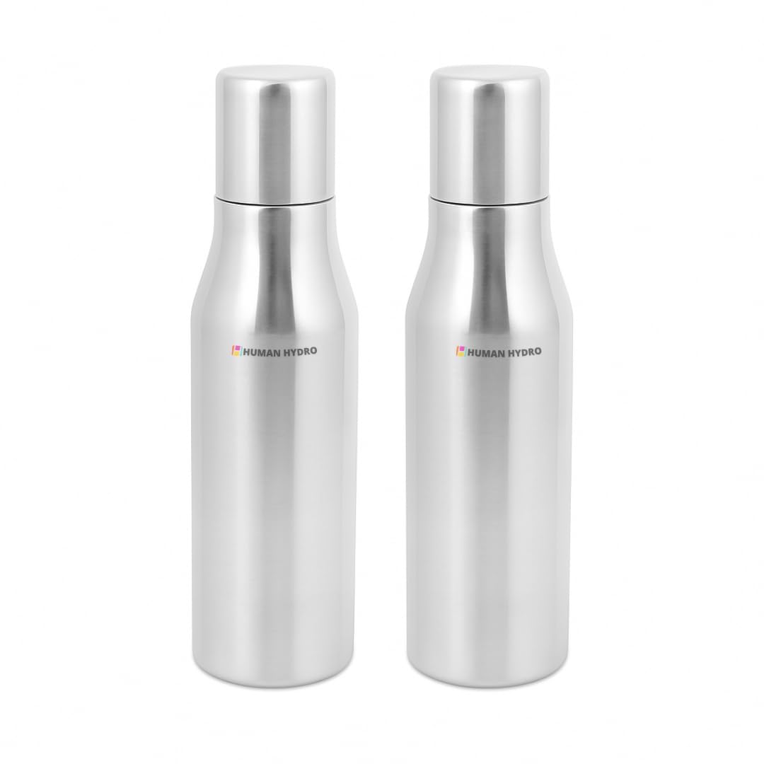 Human Hydro Stainless Steel Oil Dispenser Bottle Set of 2 – 750ml Each | Leak-Proof, Drip-Free Pouring, Rust-Free, Sleek Kitchen Storage