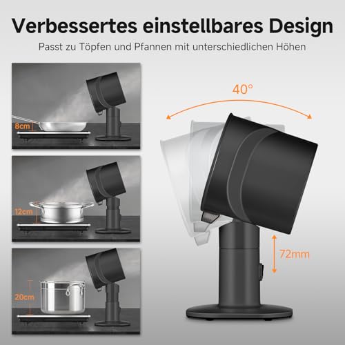 AMZCHEF Mobile Dunstabzugshaube - teleskopierbarer Höhe und 40° Neigung - Mini Tragbare Abzugshaube mit 4-Gang-Modi, Geräuscharm,Großkalibriger Aluminiumfilter für Wohnung/RV, Keine Installation