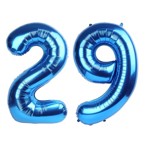 Image of 29 Balloon 40 inch Dark Blue Number Balloons for 29 Birthday Decoration | Saturated Color, Large 40 in, With Inflation Straw & Hanging Hole, Great for Men's Party, Back-To-School Season, Pool Party