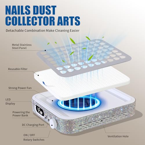 Colector portátil de polvo para uñas con filtro reutilizable miniatura 3