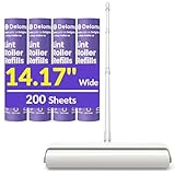 Large Lint Rollers for Carpet, Sticky Rollers for Floor DELOMO 14 in with 3 Extendable Handle,Long Handle Sticky Mop for Cleaning Carpets, Cars, Clothing, and Pet Hair