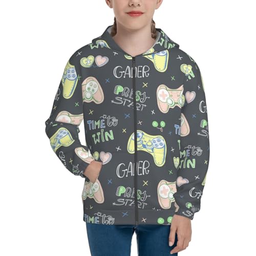 Gamers Kid Hoodies Boys Zip Up Sweatshirts Girls Pullover with Pocket3