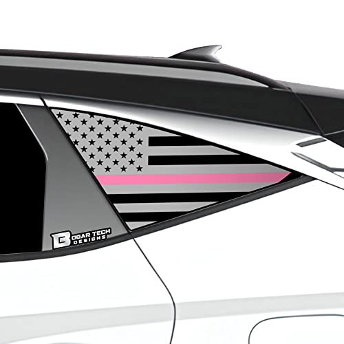Image of BOGAR TECH DESIGNS Precut Quarter Window American Flag Vinyl Decal Sticker Compatible with Hyundai Tucson 2022-2025, Think Pink Line