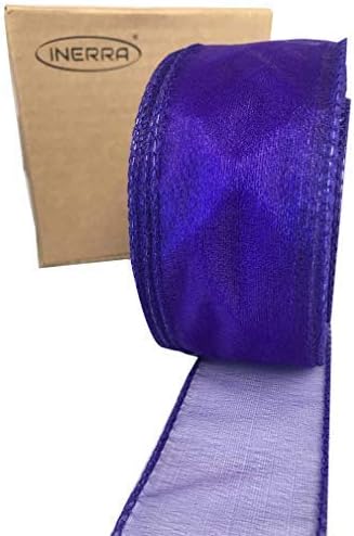 INERRA Chiffon Ribbon - Luxury Wired Edge 20 Metres x 50mm - (Purple)