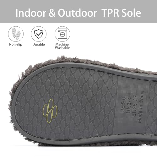 Image of GOEWY Fuzzy Open Toe Slippers for Women Indoor Cozy Memory Foam Slip On House Slides Shoes Gifts for Womens Her Mom