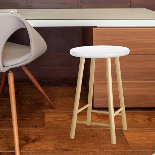 Siège de tabouret rond en bois blanc renforcé pour l'aménagement de cafétéria