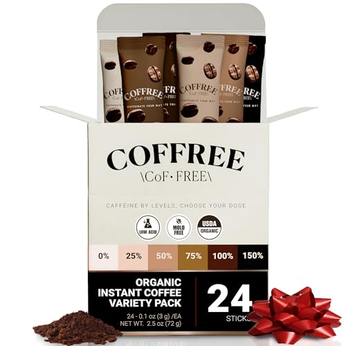 COFFREE Organic Instant Coffee Packets Variety Pack - Convenient Single
