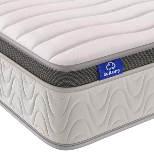 Suilong Matelas 160 x 200, 30cm d'épaisseur Matelas à Ressorts Ensachés Indépendants et Mousse à Mémoire de Forme, Matelas Hybride 7 Zones de Soutien,...