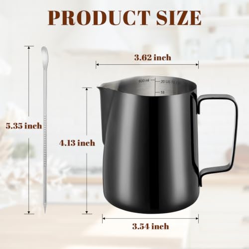 Image of Amrules Milk Frothing Pitcher 20oz Frother Cup Barista Tools, Bright Black