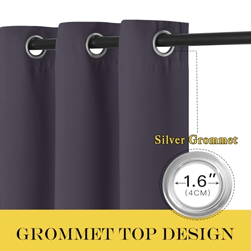 NICETOWN Greyish Purple Blackout Curtains 84 inch Length, Grommet Top Room Darkening Drapes for Bedroom Living Room, Light Blocking Window Covering for Privacy (W66 x L84 Inch, 1 Panel)