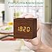 MICARSKY Wooden Digital Alarm Clock Cube Little Clock, LED Table Clock USB Powered for Heavy Sleepers, Kids, Bedrooms with Adjustable Brightness Voice Control, Brown………