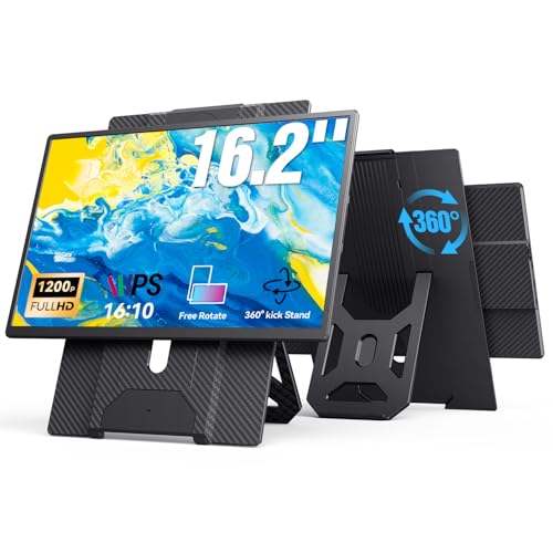 Image of 16.2'' Portable Monitor FHD 1200P USB-C /HDMI with Retractable Stand & Speakers, Ultra-Slim Computer Display HDR Eye Care Laptop Screen Plug-Play, External Monitor for MAC PC Phone PS4 Xbox