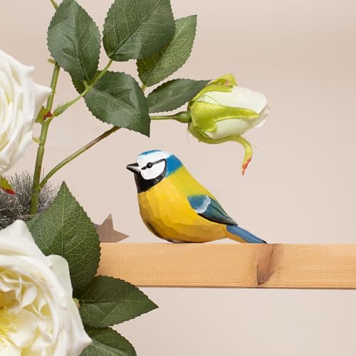 Figura de Madera Pájaro Herrerillo Eurasiano Hecha a Mano miniatura 6
