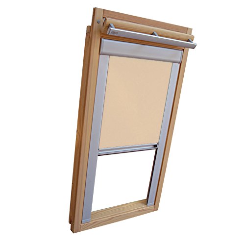 Hochwertiges Verdunkelungsrollo Rollo mit Seitenschienen für Velux DKL/DKU-EP GGU,GPU,GHU,GTU MK08 beige-karamell // Verdunkelungsrollo/Verdunkelungs-Rollo/Fensterrollo