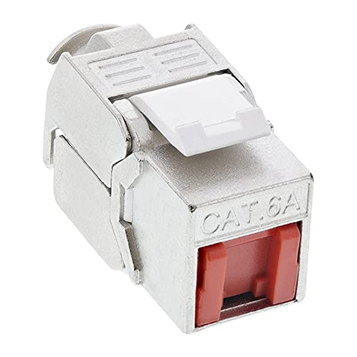 InLine® Keystone - Inserto RJ45 per presa LSA SNAP-In, Cat.6a, con protezione antipolvere rosso