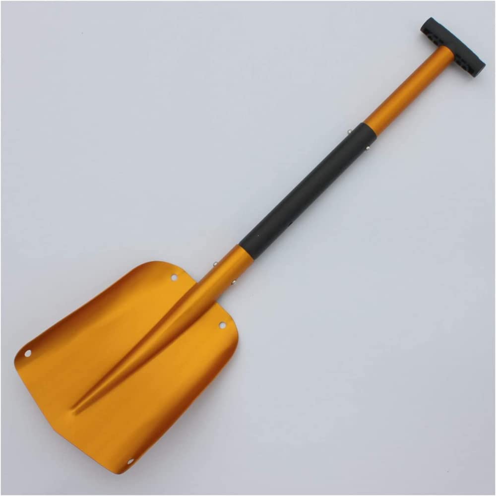 klappspaten Auto Schnee,Faltbare Campingschaufel,multifunktionaler Klappspaten, Mini-Grabenschaufel Eisen Griff Outdoor Ski Sport Snowboard Schnee Werkzeug-Gold
