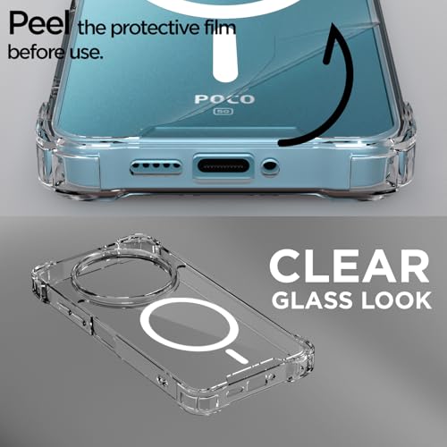 Image of Amazon Basics Back Cover for Poco M7 5G Mag-Safe Shockproof PC + TPU Protective Case Magnetic Support Bumper Case (Transparent Mag-Safe)