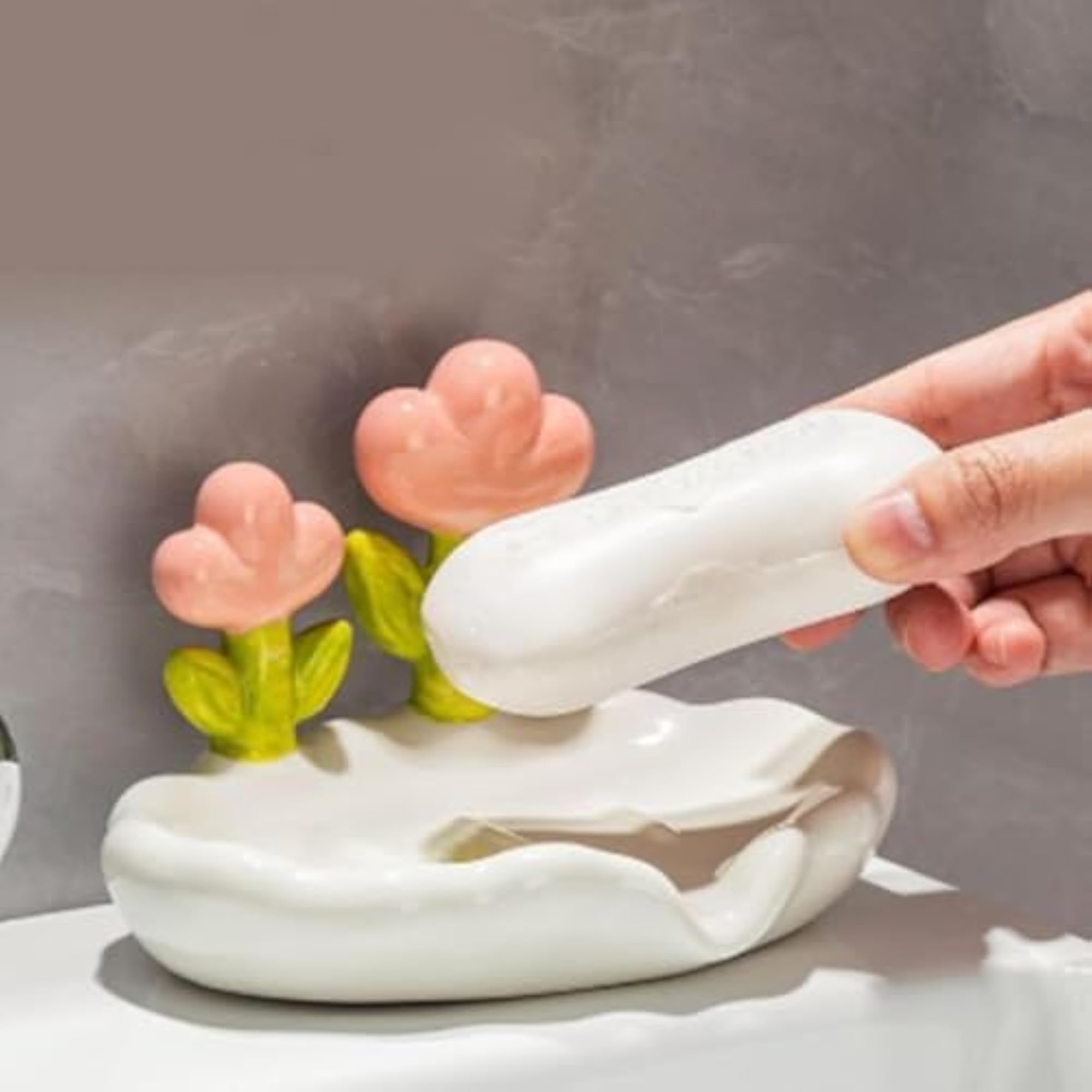 Flower Soap Dish with Drainage Holes, Decorative Holder