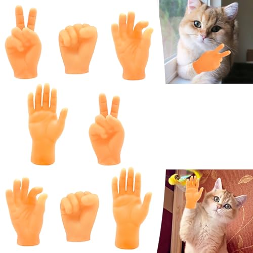 Newmemo 10pcs Tiny Hands Finger Puppets Mini Hands Finger Flat Hand Style Mini Realistic Rubber Hand Small Figurines Toys Funny Fingers for Puppet Show Gag Performance Party Favors