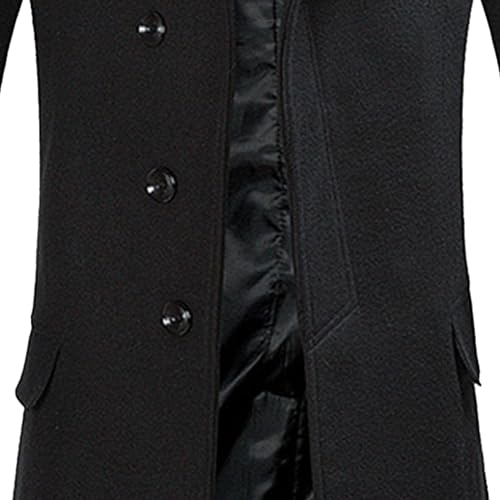 Men's Winter Slim Fit Business Top Coat Classic Woollen Single Breasted Overcoat Wide Lapel Trench Walker Coats4