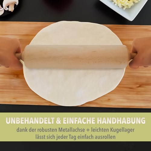 Nudelholz mit Metallachse aus FSC-zertifiziertem Buchenholz