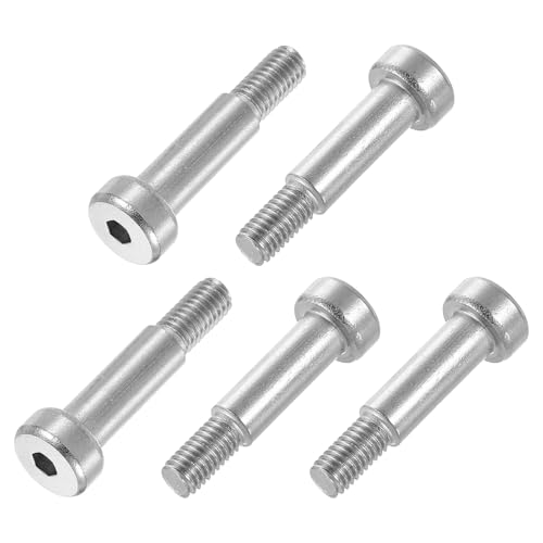 sourcing map 6Pcs 304 Stainless Steel Shoulder Bolt 6mm Shoulder Dia 16mm Shoulder Length M5 Thread Hex Socket Shoulder Bolts for Textile Hydraulic Injection Molding Machinery Industries