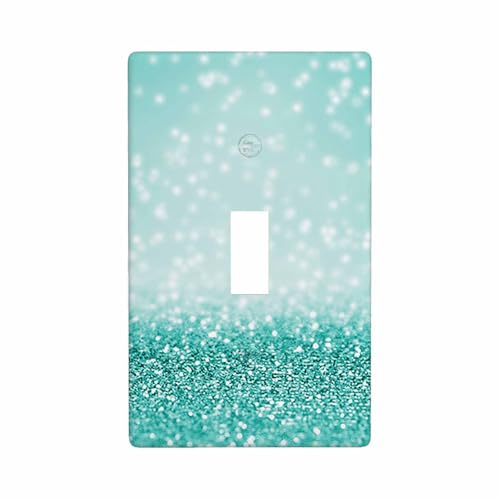 Moslion Teal Turquoise Sparkle Single Toggle Wall Plate Green Shine...