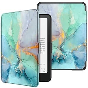 Fintie Funda 7″ para Kindle Paperwhite (12.ª generación) – 2024 y Kindle Colorsoft Signature Edition (1.ª generación), Funda Protectora Ligera con Auto Sleep/Wake (Emerald Marble)