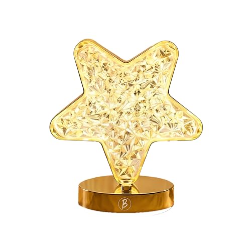 Image of 3D Star Desk Lamp | Cute Decorative Table Lamp | Acrylic Metal Bedside | Night Light for Living Room, Bedroom, Dining Party Lamp | (Star)