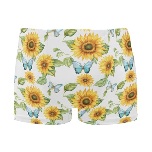 Butterfly Sunflower Mens Swim Trunk Swimwear Bathing Suit Swim Brief Square Leg Board Short S B0403978