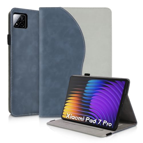 Succtopy Hülle für Xiaomi Pad 7/Pad 7 Pro 11.2 Zoll 2024 Schutzhülle Superdünne PU Leder mit Standfunktion & Stifthalter Tablet Hülle Blau