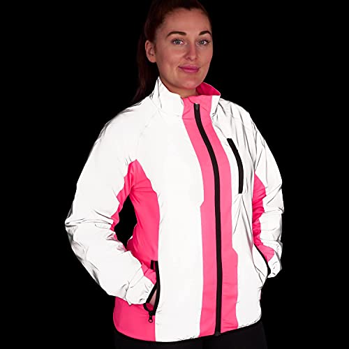 BTR Ladies Hi Vis Reflective Cycling & Running Jacket For Women. High Visibility (Hi Viz) & VERY Reflective Outdoor Sports Jacket. Pink. Size 8 - Image 2