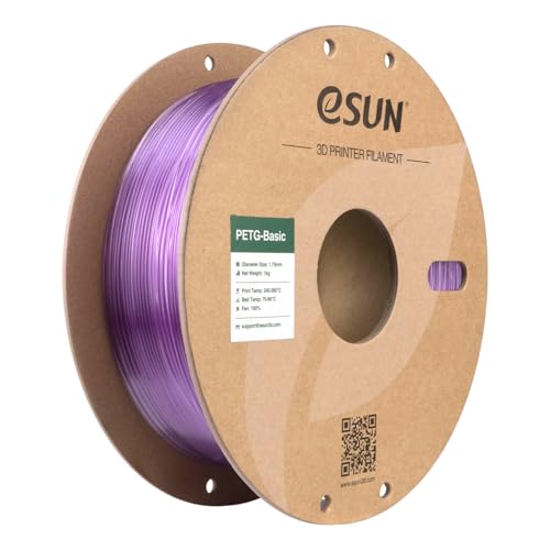 eSUN PETG Basic Filament 1.75mm, High Toughness Glossy PETG 3D Printing Filament, 1KG Spool (2.2 LBS) 3D Printer Filament, Translucent Light Purple