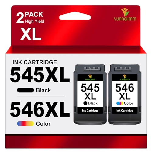 YUANQIMM PG-545 CL-546 PG-545XL CL-546XL Kompatibel für Canon Druckerpatronen 545 546 Multipack für Canon Pixma MX495 TR4550 TS3350 TS3150 TR4551 MG2550s MG2555s TS3151 MG3050 MG2950 (Schwarz Farbe