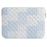 Shiprabags 13-14 inch Cotton Quilted Laptop Sleeve for Women, Aesthetic Puffy Laptop Case Carrying Bag Compatible with MacBook Air/Pro 13/Pro 14, Soft Computer Liner Bag （Green Blue,13.3 inch