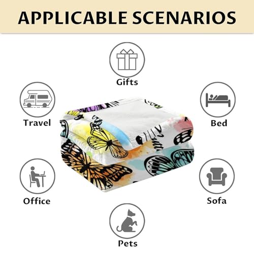 Gihswe Butterfly Throw Blanket - 50X40 Inches Small Blanket For Kids, Girls & Women - Soft Plush Blankets For Bed thumb #5