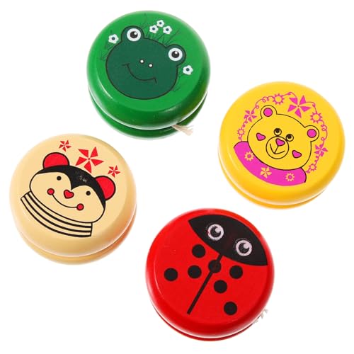 CORHAD Educational Yoyo Toy 4pcs Wooden Balls Kids Yoyo Colorful Balls Spinning Top Toy