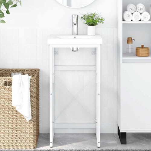 Mueble de baño blanco moderno para lavabo, ideal para optimizar aseos pequeños 2