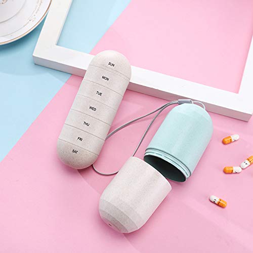 Caixa de comprimidos Blusea Weekly Pill Organizer, Viagem 7 dias Capa de comprimidos de fibra de grã