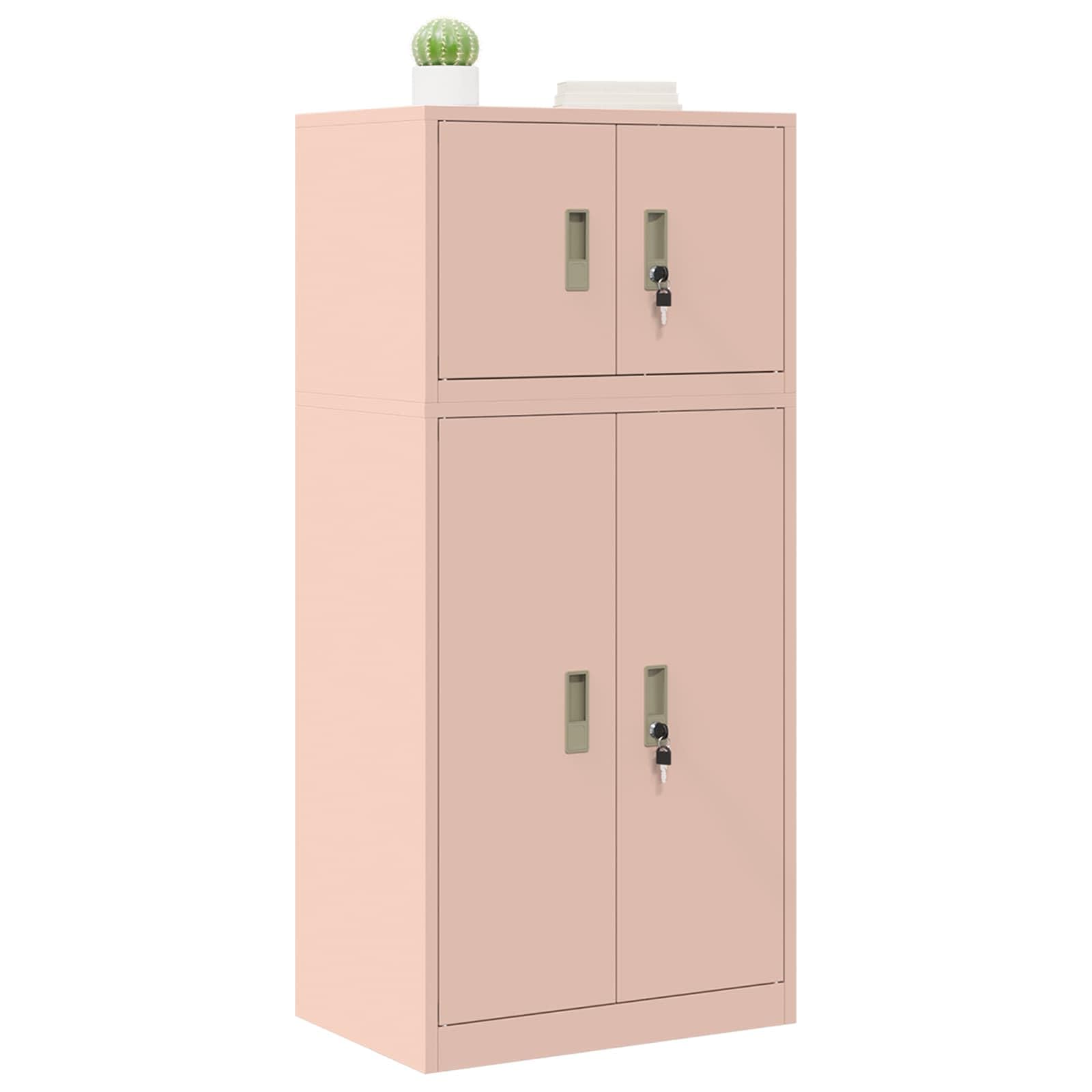 Lot de 2 armoires de classement Rose 60 x 40 x 130 cm Acier