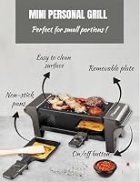 Bestron Raclette für 1 bis 2 Personen, Mini Tischgrill mit zwei Pfännchen, zwei Holzschabern & zwei Untersetzern, 350 Watt, Farbe: Titangrau – Ansicht 3