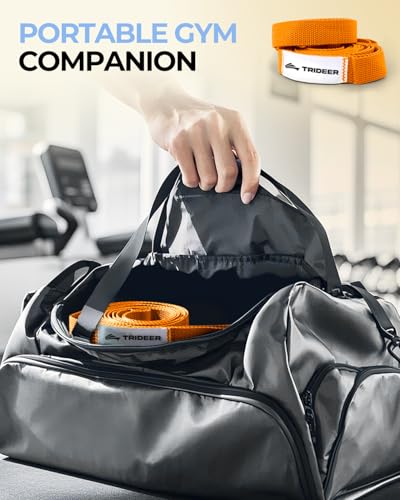 Image of Trideer Stretching Strap with Loops & Leg Lifter, Non-Elastic PT-Style Physical Therapy Strap for Knee Replacement Rehab, Hamstring, Calf & Back Stretcher Mobility, Hip, Shoulder & Yoga