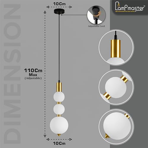 Image of Lamp master Luxe Globe Modern 3-Sphere Pendant Light | Elegant Acrylic Ball Hanging Lamp | Antique Gold Finish Decorative Chandelier for Living Room, Dining Room, Bedroom, Cafe & Home Interior