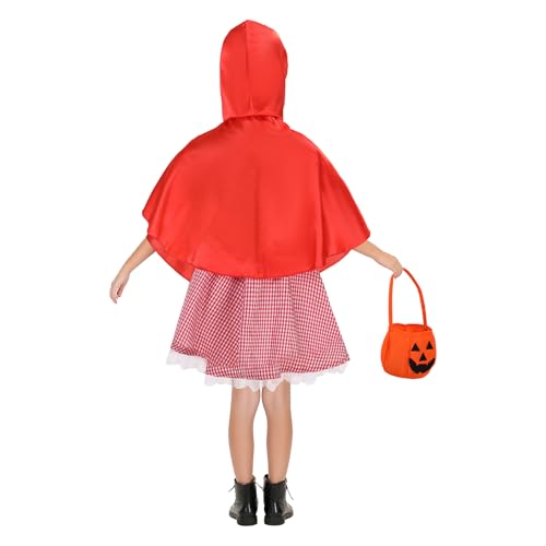 Disfraz Caperucita Roja con vestido, capa y bolsa color calabaza miniatura 4