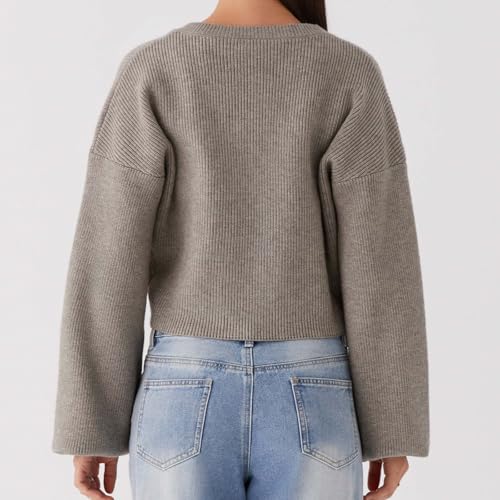Image of Women Y2k Crop Cardigan Sweater Long Sleeve Button Down Cardigan Vintage Open Front Sweater Cute Knit Pullover Tops