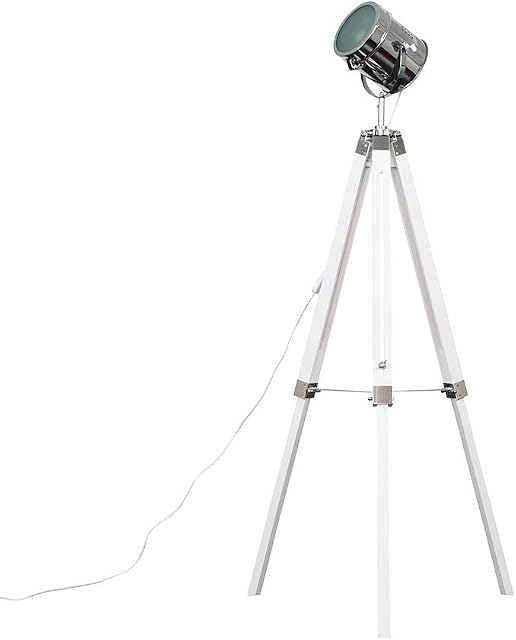 MiniSun Modern White & Chrome Industrial Photography/Film Studio Style Adjustable Spotlight Tripod Floor Lamp