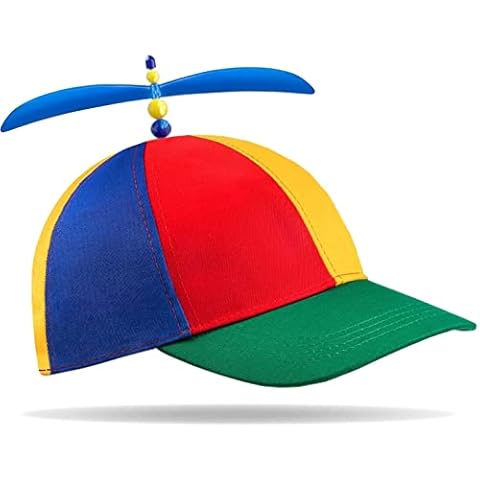 Hatstar Bunte Propellermütze | Lustige Propellerkappe | Propeller-Mütze | Hubschraubermütze | Hubschrauber-Kappe | Baseball Cap für Erwachsene, Kinder | für Fasching und Karneval | 100% Baumwolle Cover