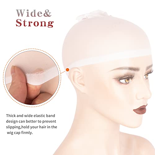 Weken WIG CAP STOCKING NET-WHITE-4 Individual Package 4Pcs White Stocking Caps For Wigs Stretchy Nylon Wig Cap For Lace Front Wig Stocking Wig Caps For Women Men Kids thumb #5