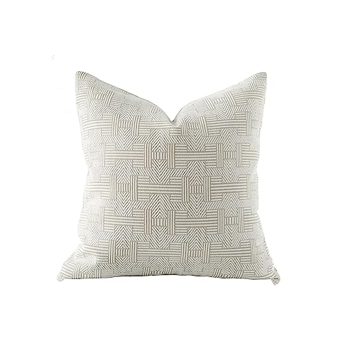 20x20'' Inches Throw Pillow Cushion Cover - Emma Beige Tawny Birch Stripe Pattern Series Luxury Couch Sofa Pillow for Living Room Bedroom