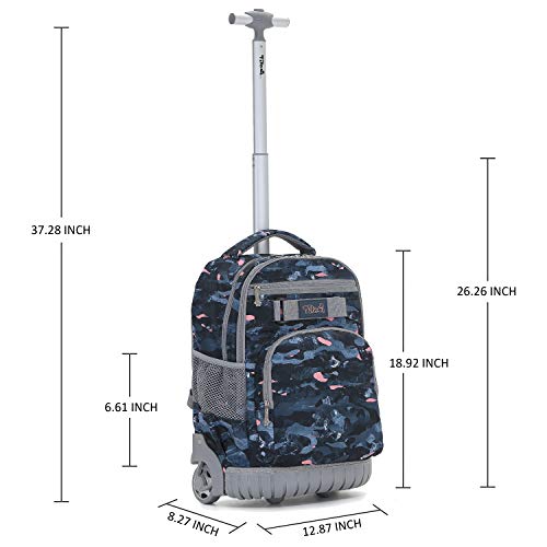Tilami Rolling Backpack 19 Inch Wheeled Laptop Boys Girls Travel School Student Trip, Camouflage #TOP5